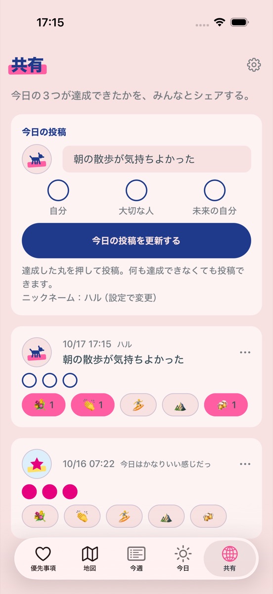 共有のタブ